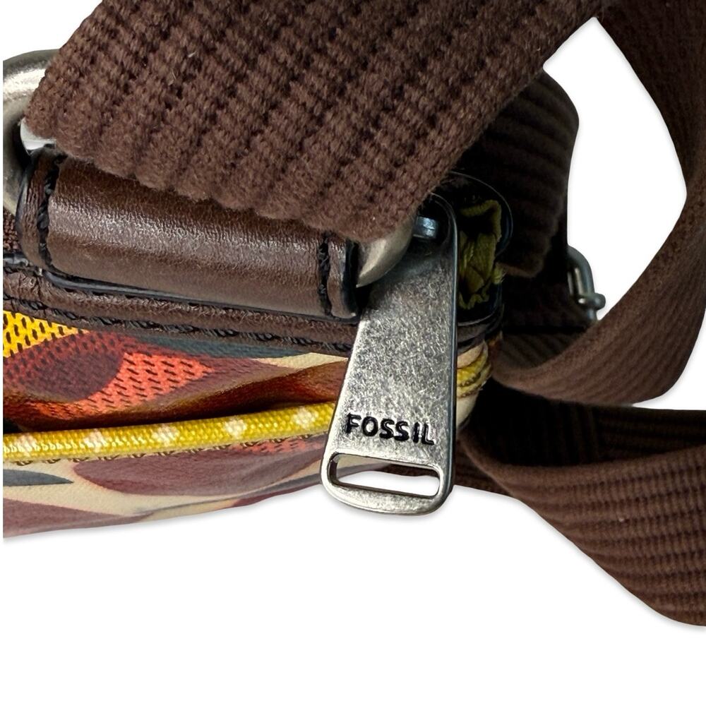 Fossil Retro Floral Crossbody Bag Mod 60s Print Coated Canvas Adjustable Strap - Picture 10 of 14